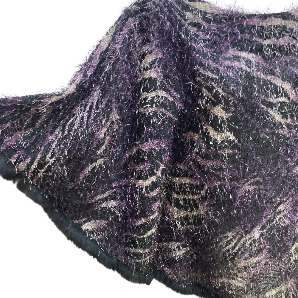 Alberto Makali Fringed Poncho Sweater‎ XS Purple Zebra Print Oversized NO BELT